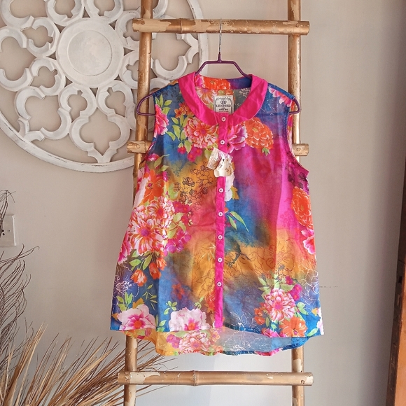 💚 Lee Cooper Neon Floral Top - Picture 10 of 16